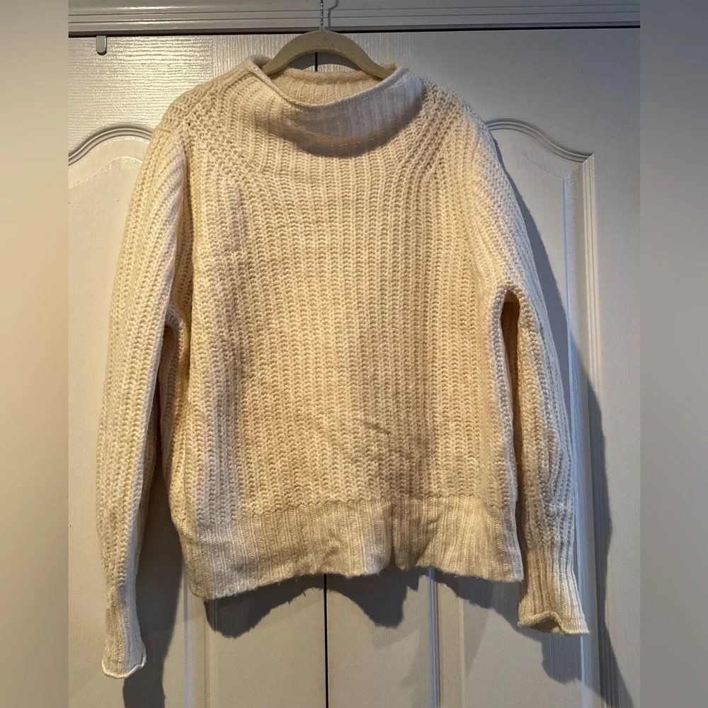 Madewell Cream Loretto Wool Blend Mock Neck Sweater - Size M